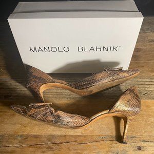 Manolo Blahnik Snakeskin D'Orsay Heels - Size 39.